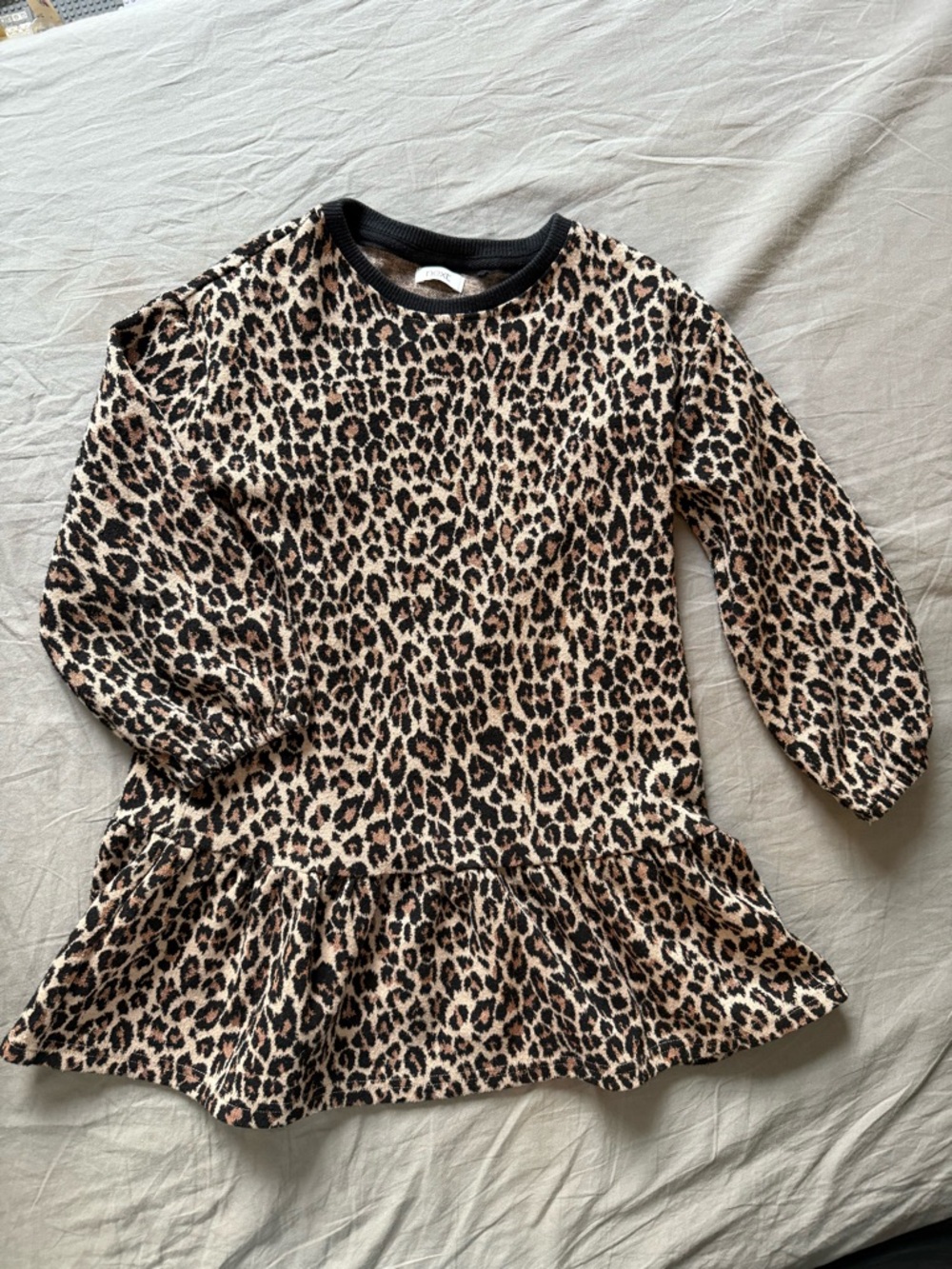 Next Direct Leopard Print Ruffle-Hem Dress in Tan and Black